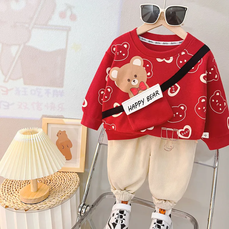 New Spring Autumn Baby Girl Clothes Suit Children Boys Cartoon T-Shirt Pants 2Pcs/Sets Toddler Fashion Costume Kids Tracksuits