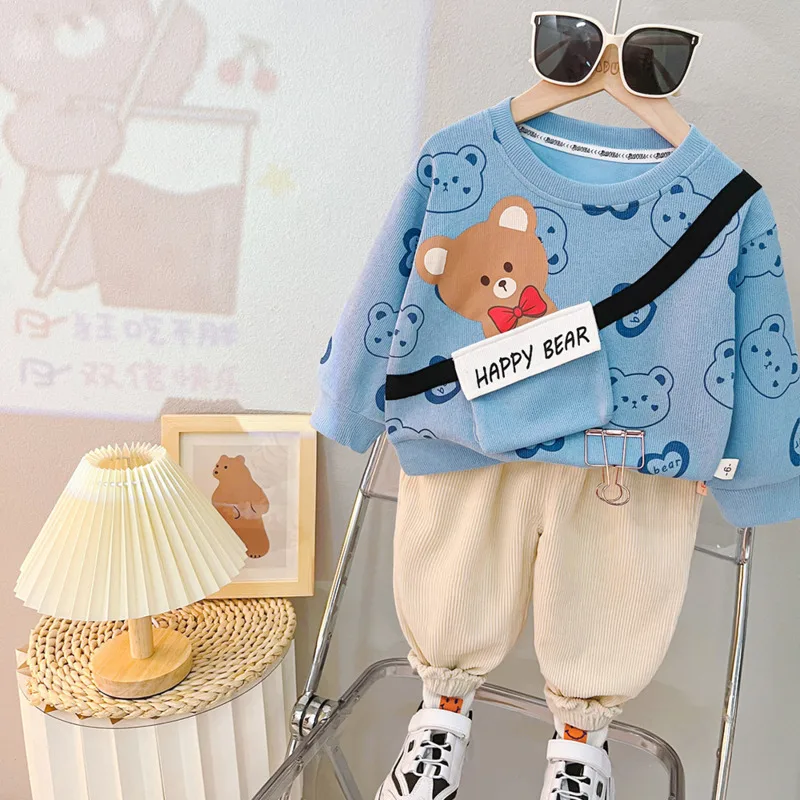New Spring Autumn Baby Girl Clothes Suit Children Boys Cartoon T-Shirt Pants 2Pcs/Sets Toddler Fashion Costume Kids Tracksuits