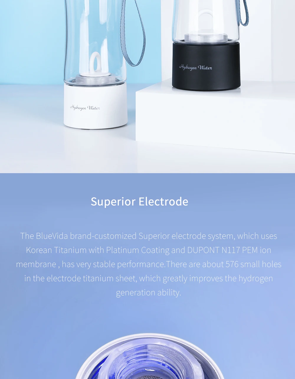 Sport/Travel Design DuPont 3000ppb Hydrogen Rich Water Generator  3 in 1 use with Inhalation tube self-cleaning SPE/PEM H2 maker