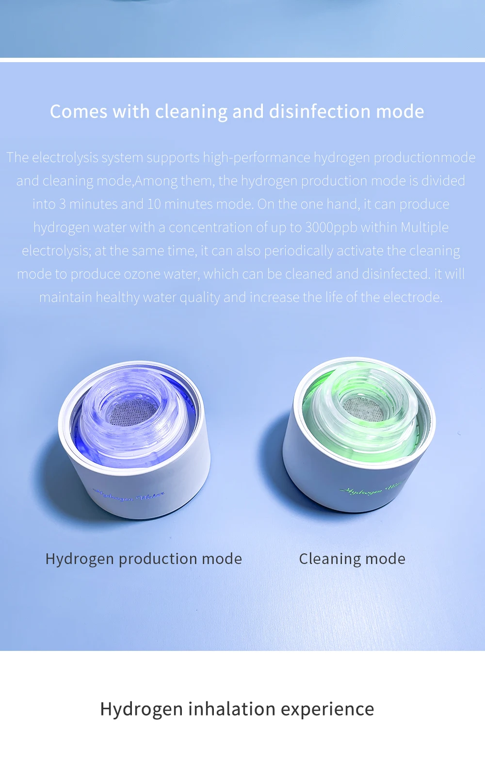 Sport/Travel Design DuPont 3000ppb Hydrogen Rich Water Generator  3 in 1 use with Inhalation tube self-cleaning SPE/PEM H2 maker