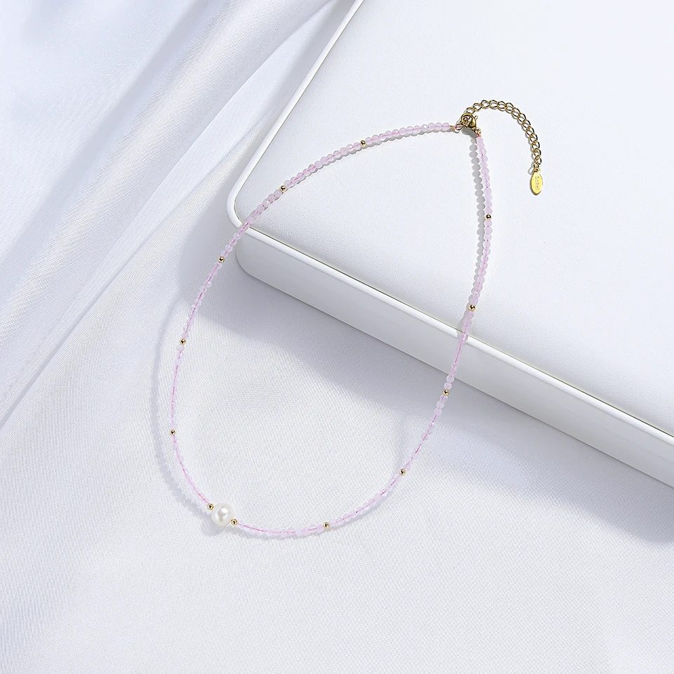 7mm Pearl Necklace Freshwater Natural Stone Choker For Women Stainless Steel Stainless Jewelry Amethyst Chains