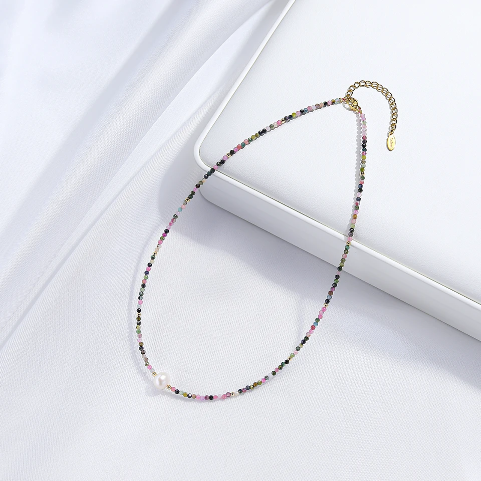 7mm Pearl Necklace Freshwater Natural Stone Choker For Women Stainless Steel Stainless Jewelry Amethyst Chains