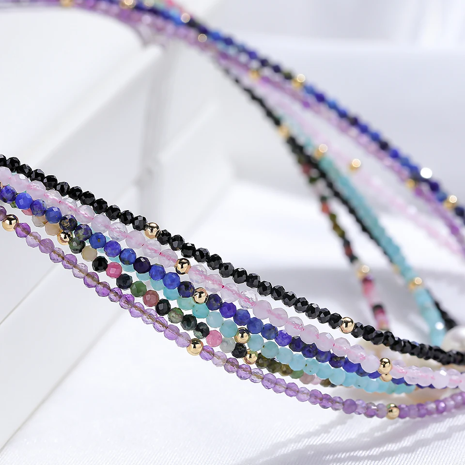 7mm Pearl Necklace Freshwater Natural Stone Choker For Women Stainless Steel Stainless Jewelry Amethyst Chains