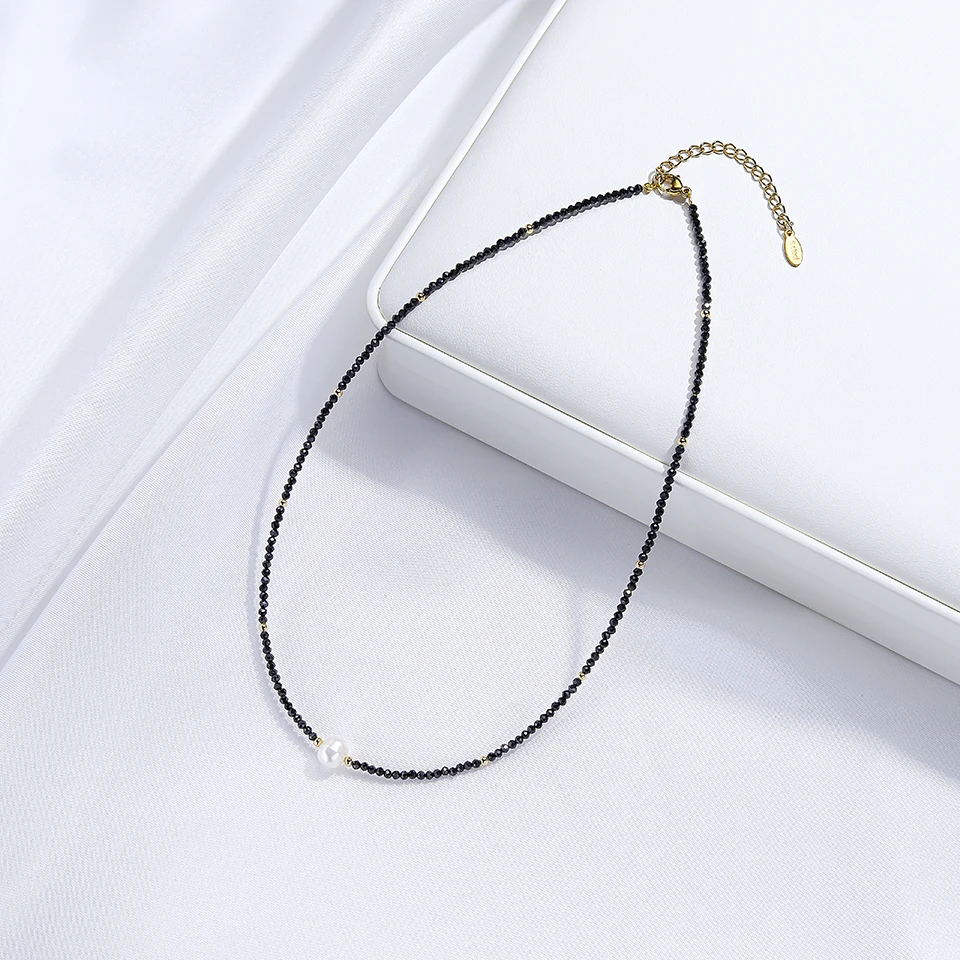 7mm Pearl Necklace Freshwater Natural Stone Choker For Women Stainless Steel Stainless Jewelry Amethyst Chains