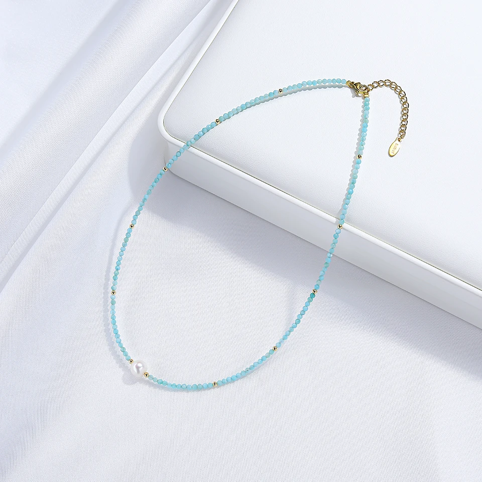 7mm Pearl Necklace Freshwater Natural Stone Choker For Women Stainless Steel Stainless Jewelry Amethyst Chains