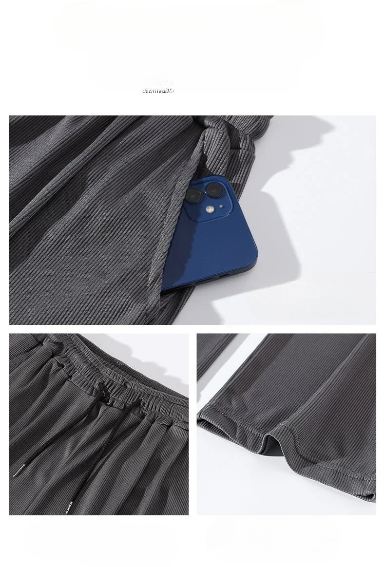 Summer White Casual Pants Men's Ice Silk Pants Men's Drape Floor Mop Pants Korean Straight Loose Wide Leg Long Pants