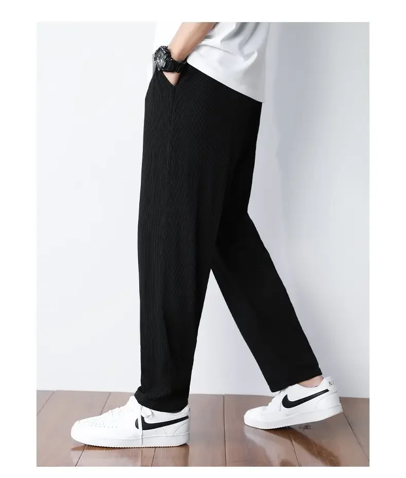 Summer White Casual Pants Men's Ice Silk Pants Men's Drape Floor Mop Pants Korean Straight Loose Wide Leg Long Pants