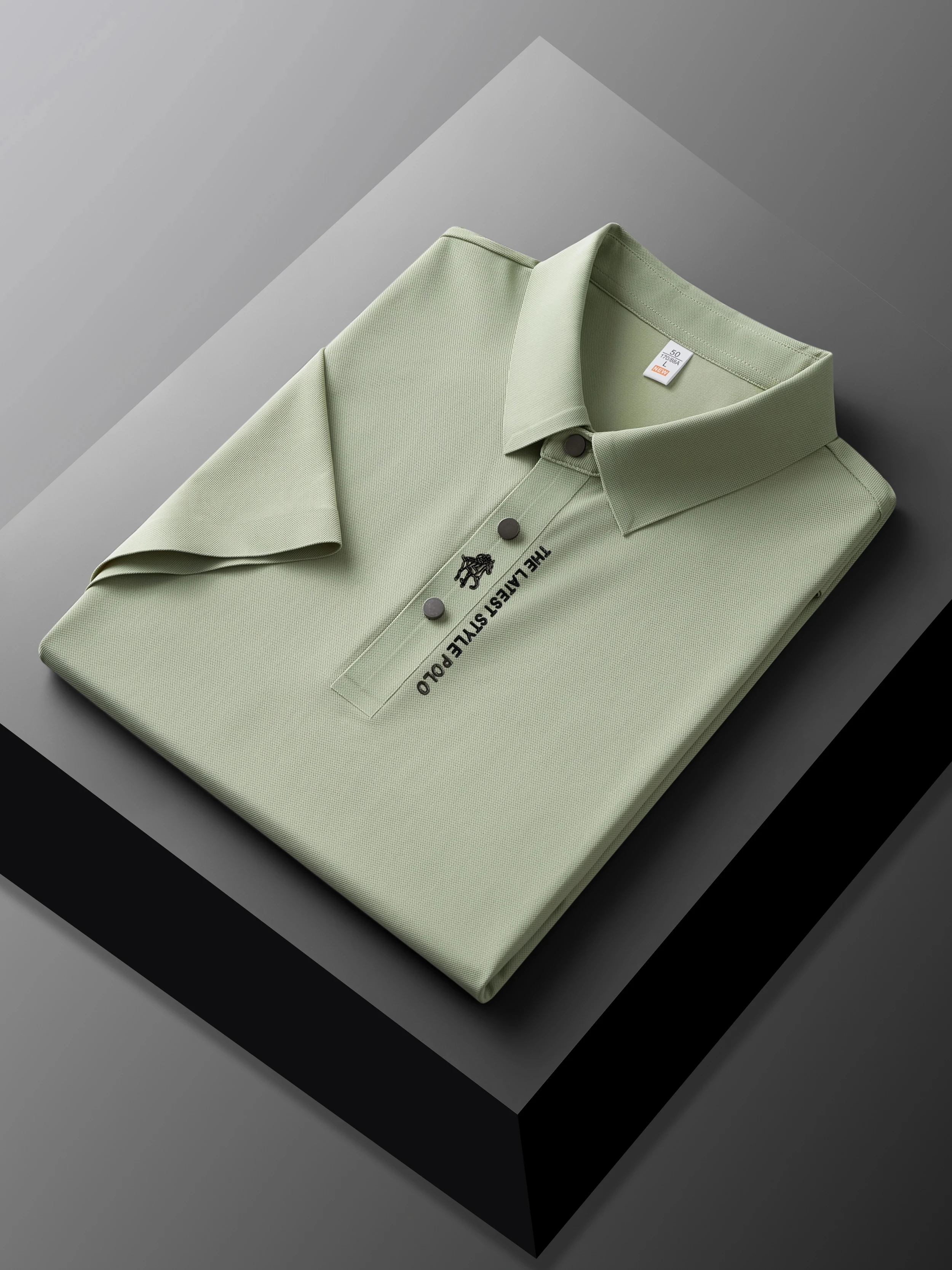 High end brand printed polo shirt men's short sleeve summer fashion business casual seamless ice silk breathable golf T-shirt