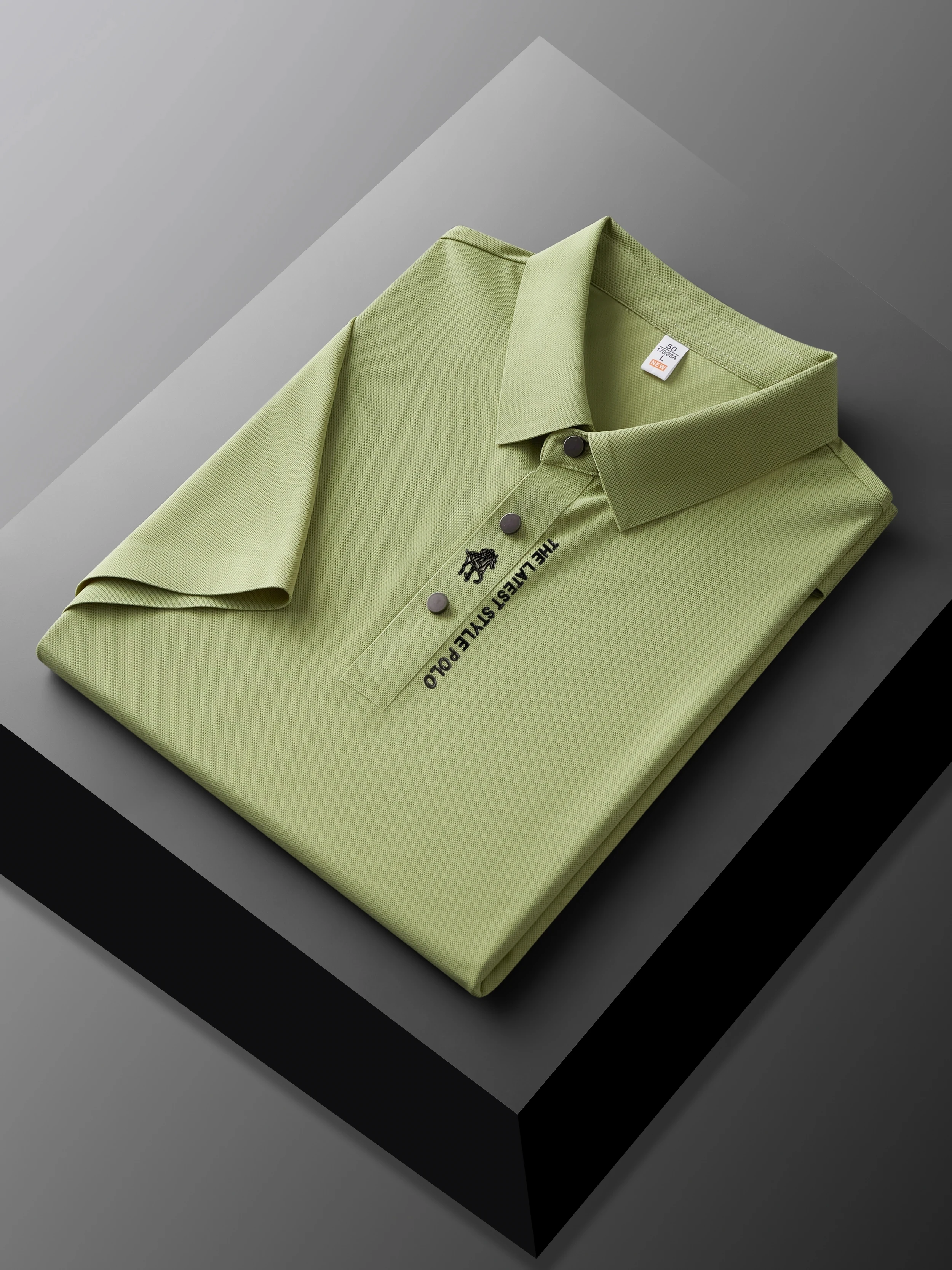 High end brand printed polo shirt men's short sleeve summer fashion business casual seamless ice silk breathable golf T-shirt