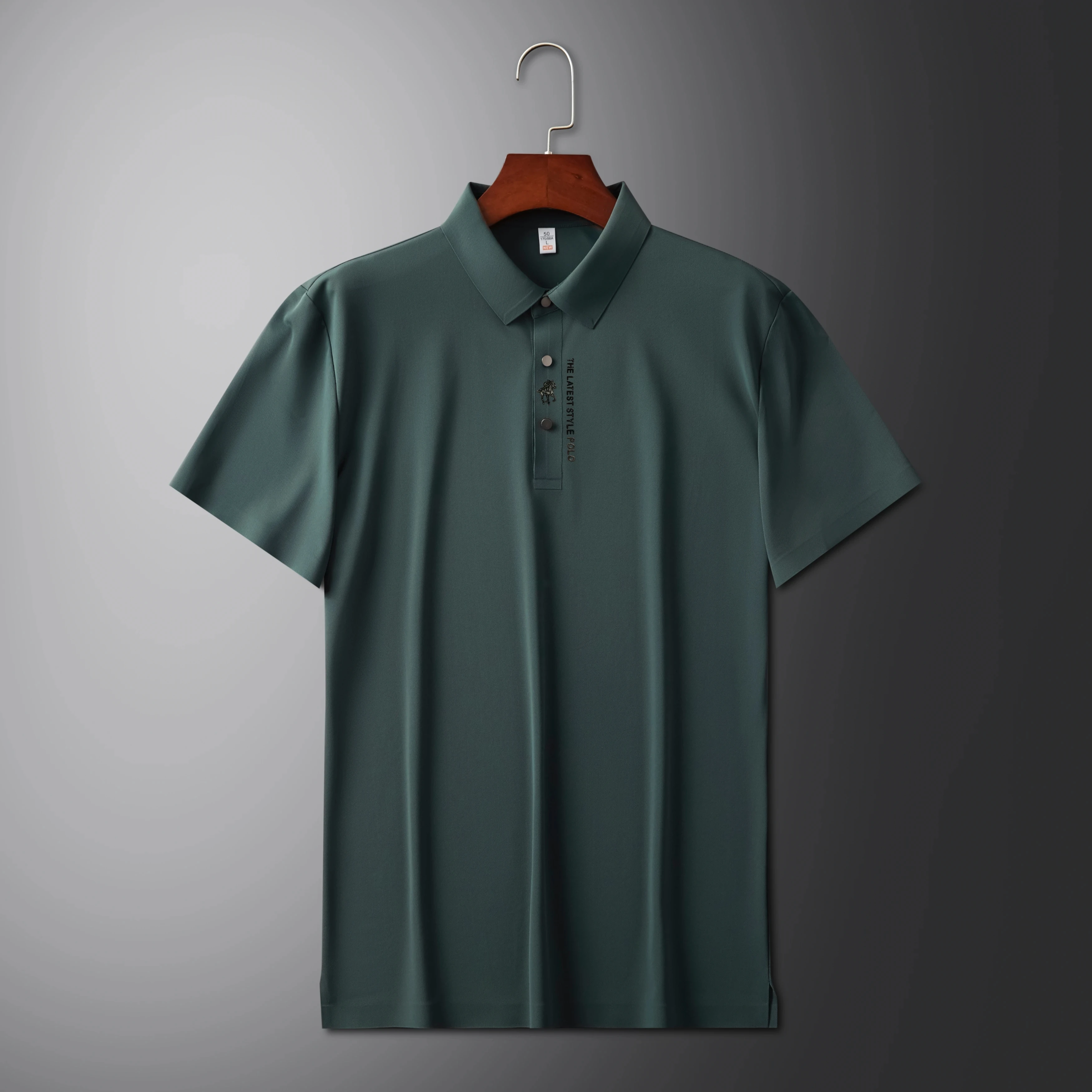 High end brand printed polo shirt men's short sleeve summer fashion business casual seamless ice silk breathable golf T-shirt