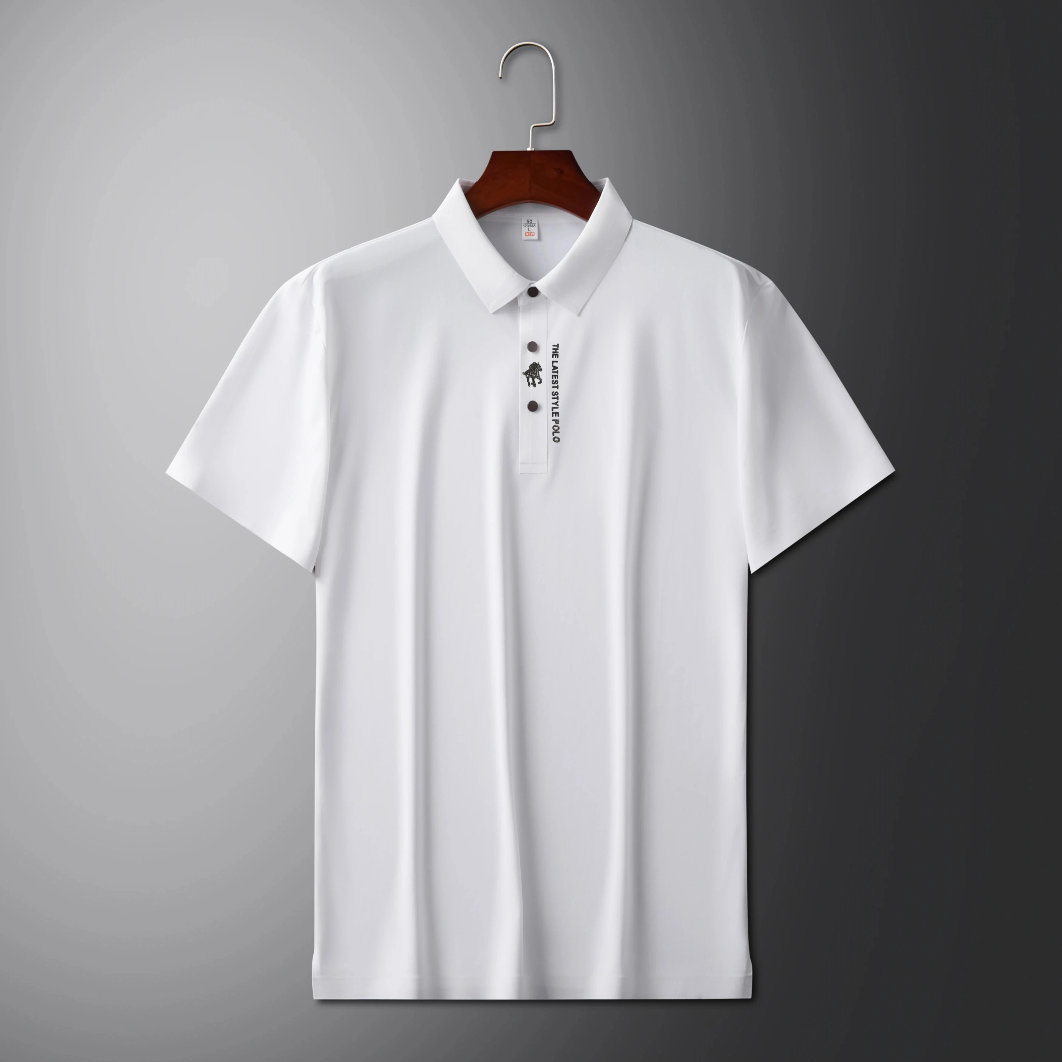 High end brand printed polo shirt men's short sleeve summer fashion business casual seamless ice silk breathable golf T-shirt