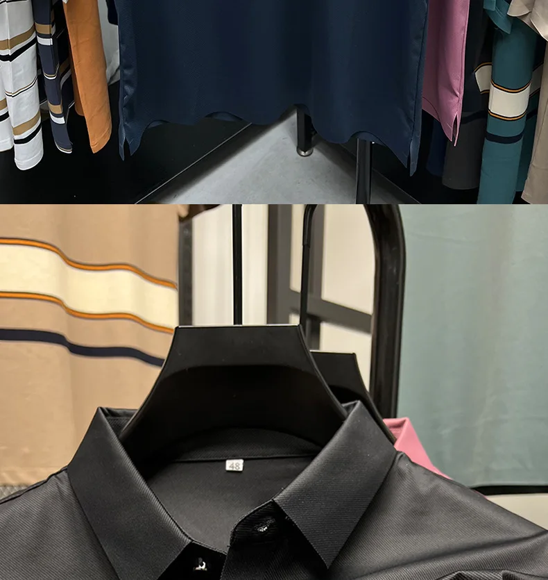 High end brand printed polo shirt men's short sleeve summer fashion business casual seamless ice silk breathable golf T-shirt
