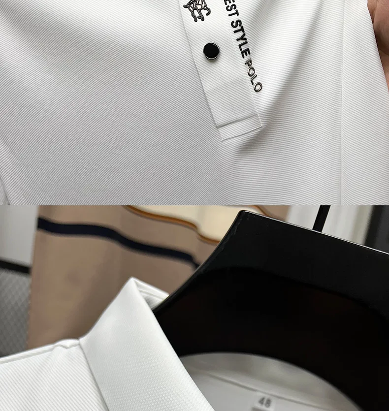 High end brand printed polo shirt men's short sleeve summer fashion business casual seamless ice silk breathable golf T-shirt