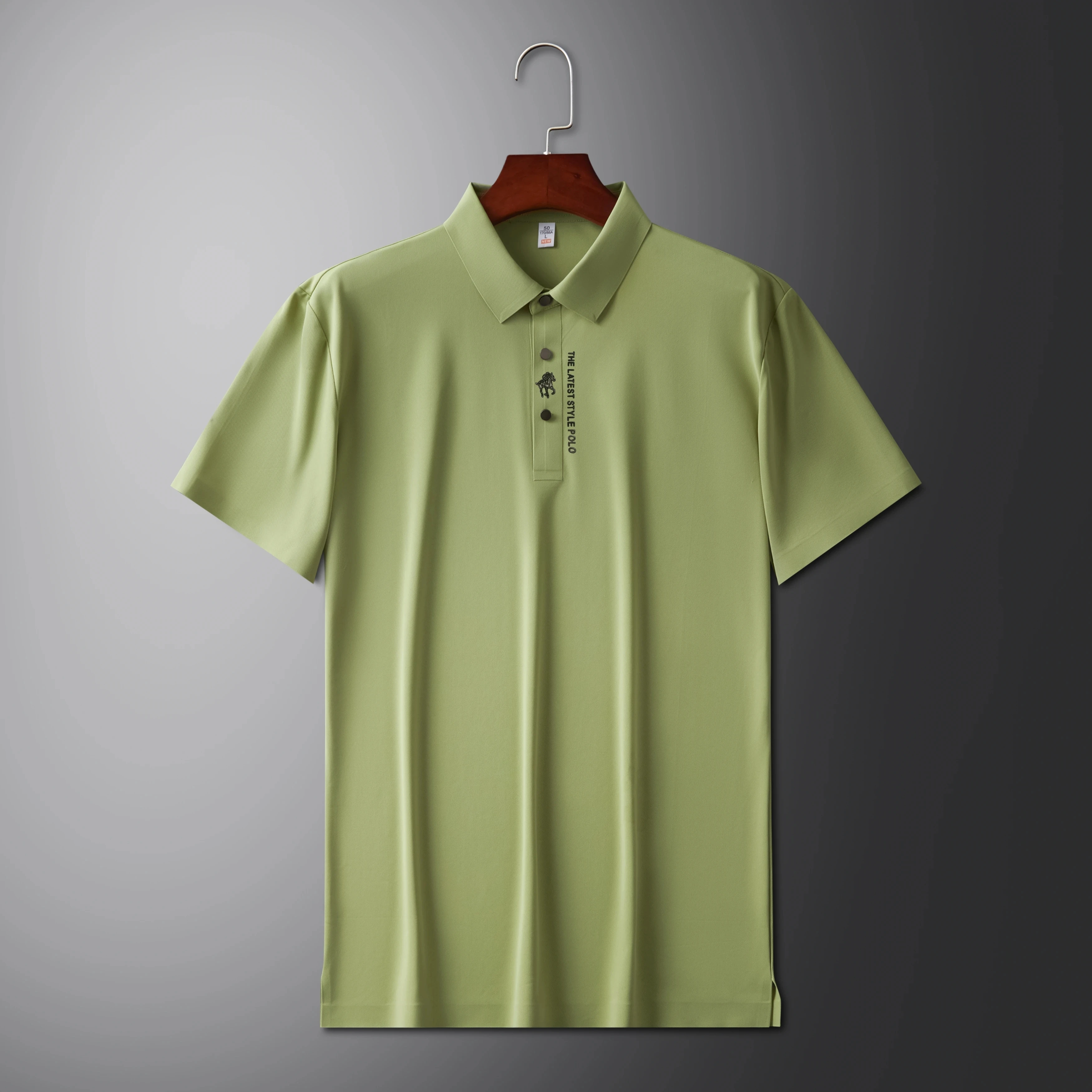 High end brand printed polo shirt men's short sleeve summer fashion business casual seamless ice silk breathable golf T-shirt