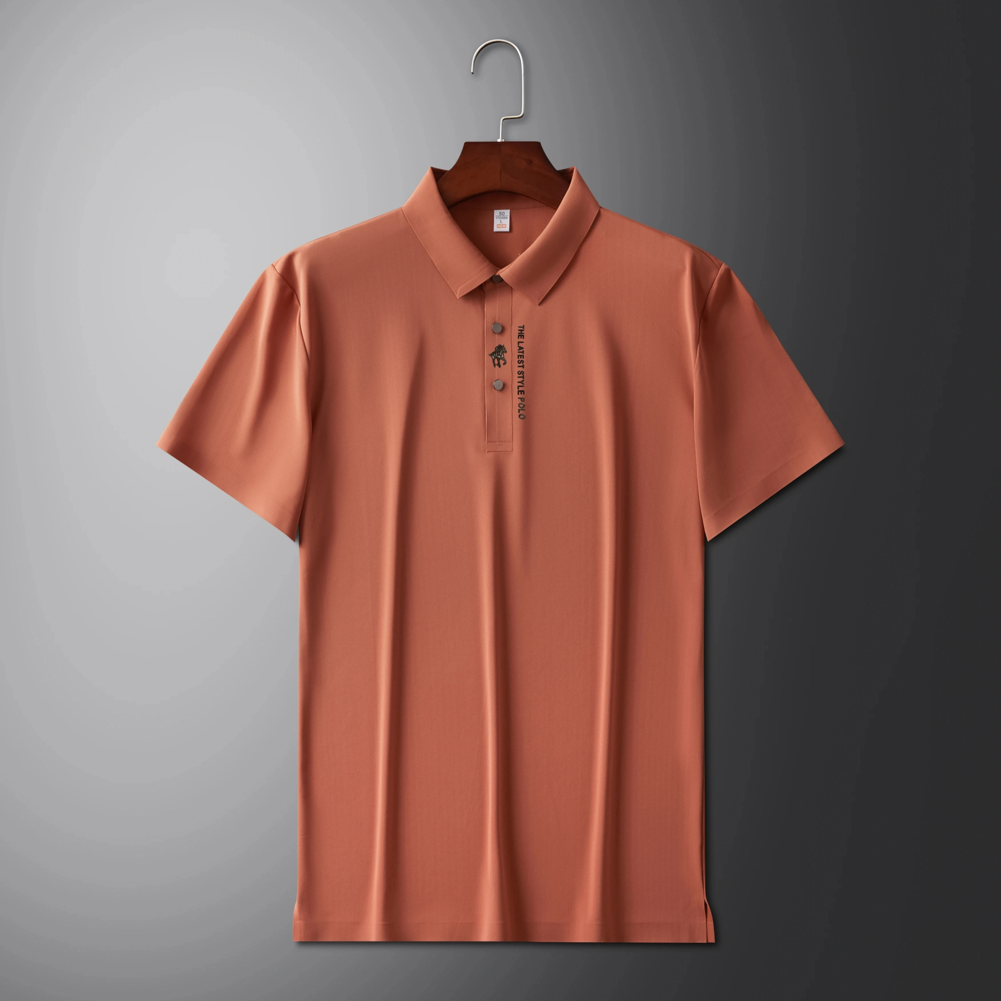 High end brand printed polo shirt men's short sleeve summer fashion business casual seamless ice silk breathable golf T-shirt