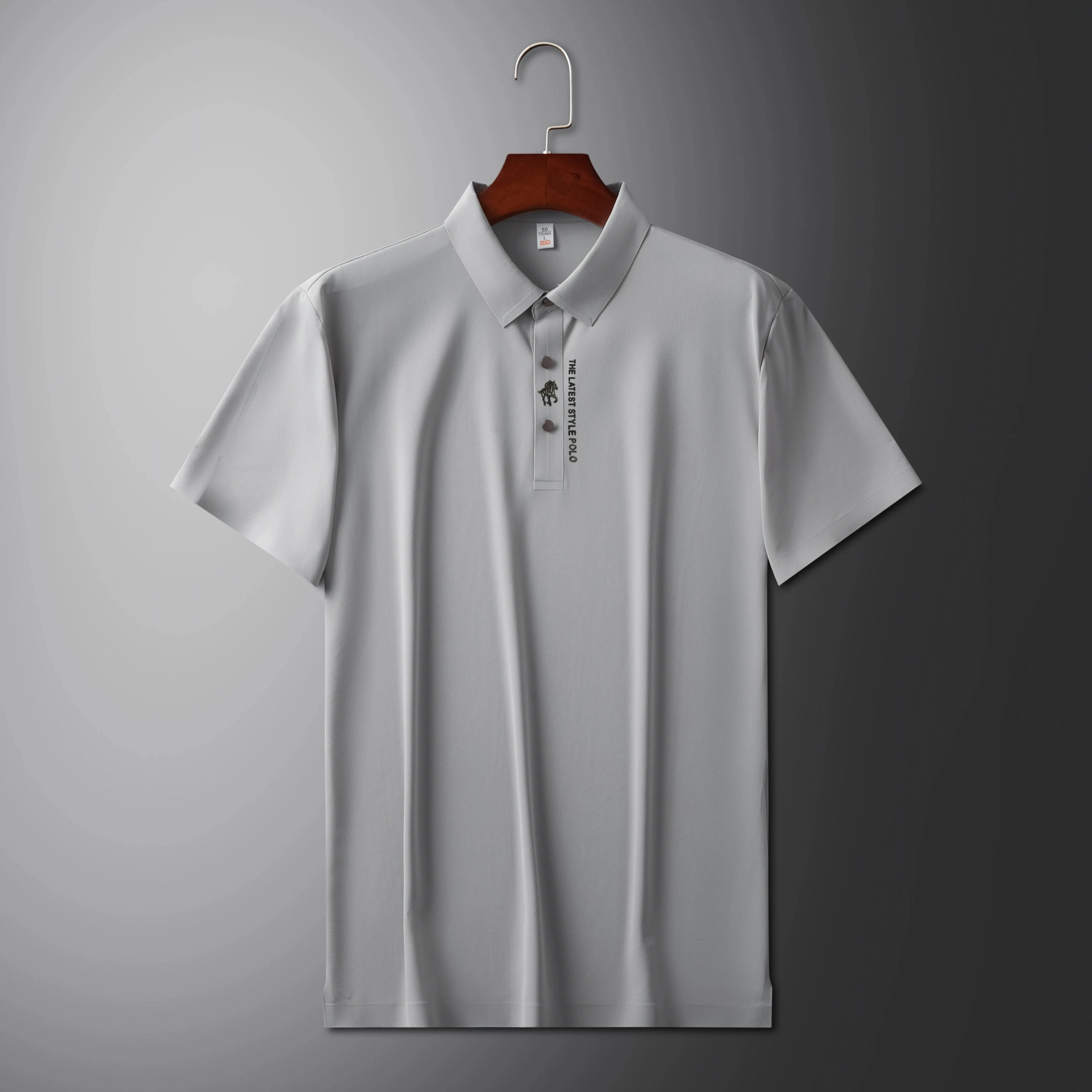 High end brand printed polo shirt men's short sleeve summer fashion business casual seamless ice silk breathable golf T-shirt