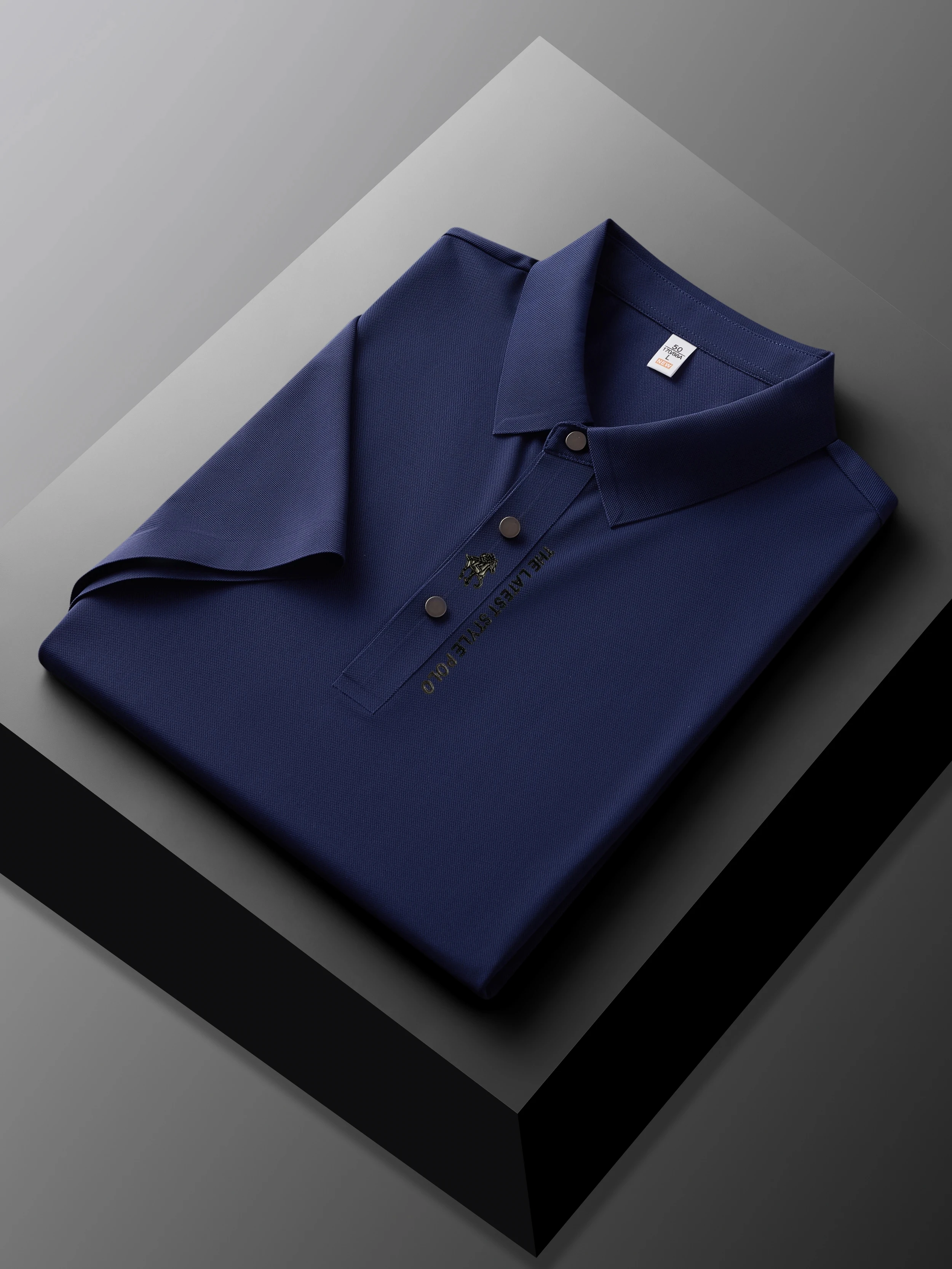 High end brand printed polo shirt men's short sleeve summer fashion business casual seamless ice silk breathable golf T-shirt