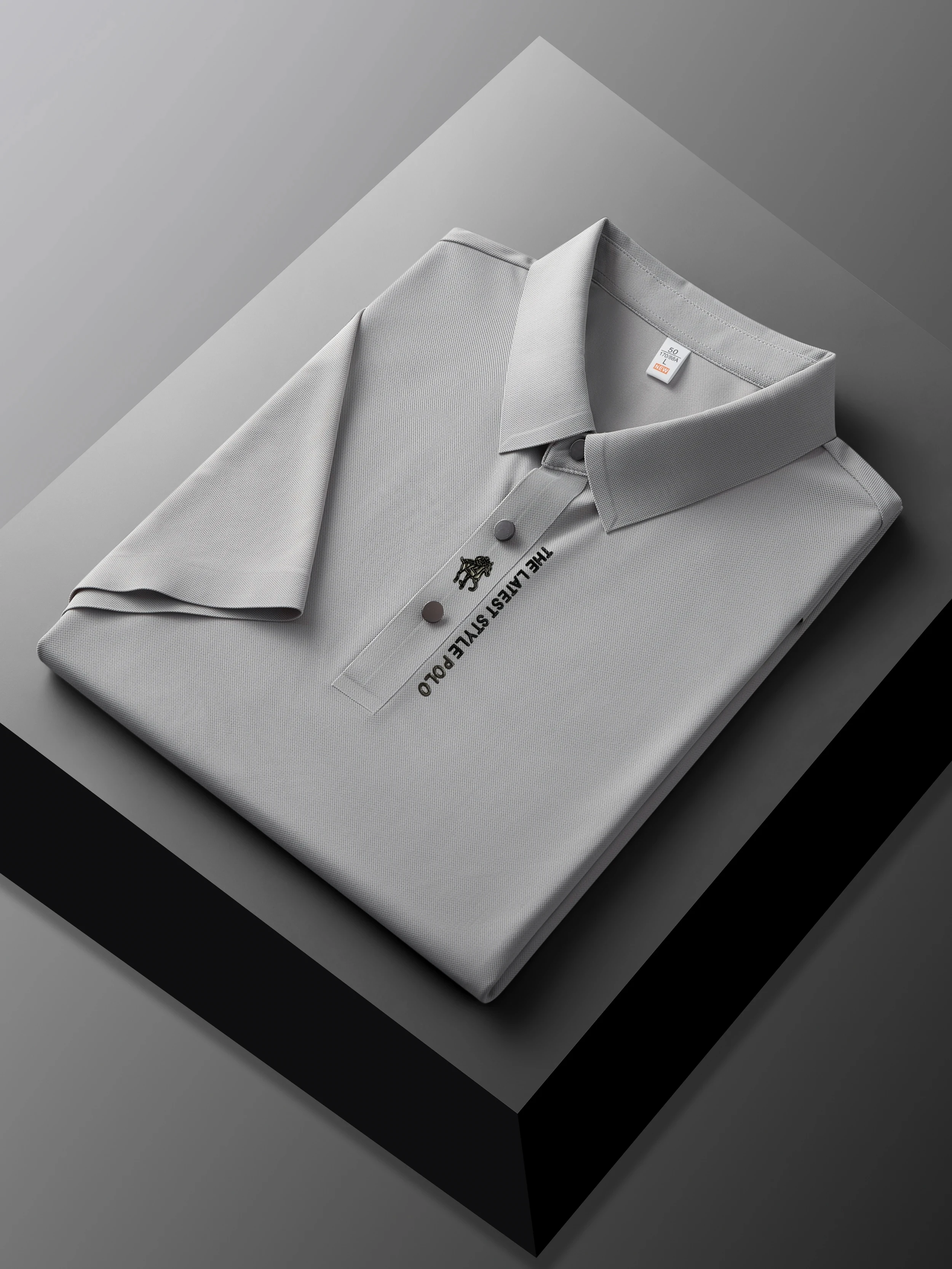 High end brand printed polo shirt men's short sleeve summer fashion business casual seamless ice silk breathable golf T-shirt