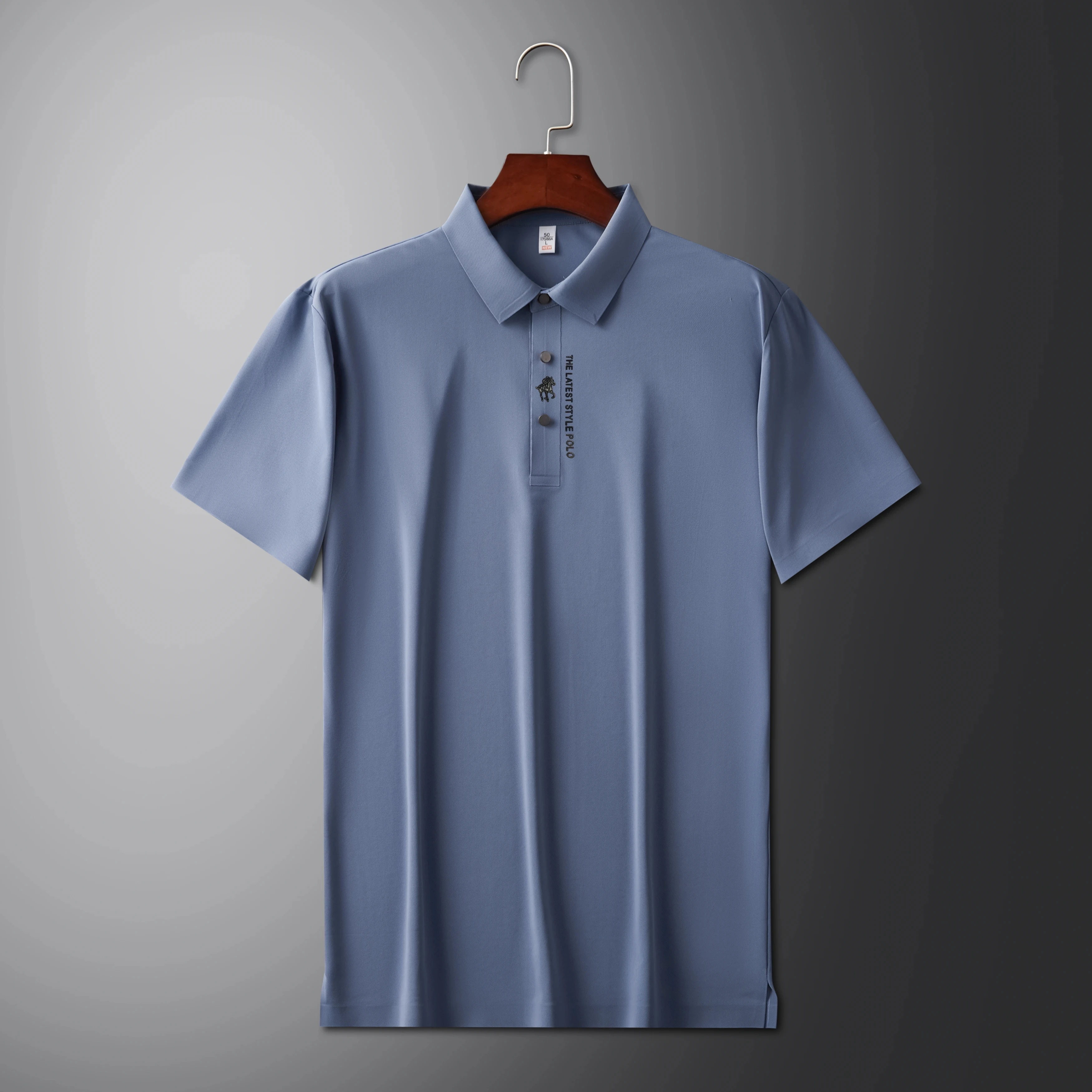 High end brand printed polo shirt men's short sleeve summer fashion business casual seamless ice silk breathable golf T-shirt