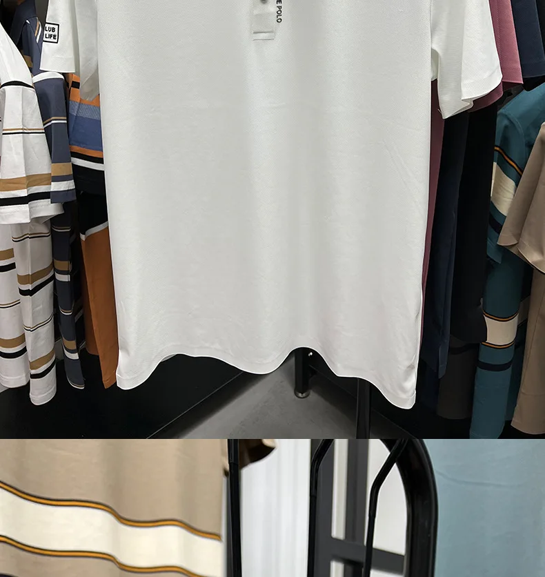 High end brand printed polo shirt men's short sleeve summer fashion business casual seamless ice silk breathable golf T-shirt