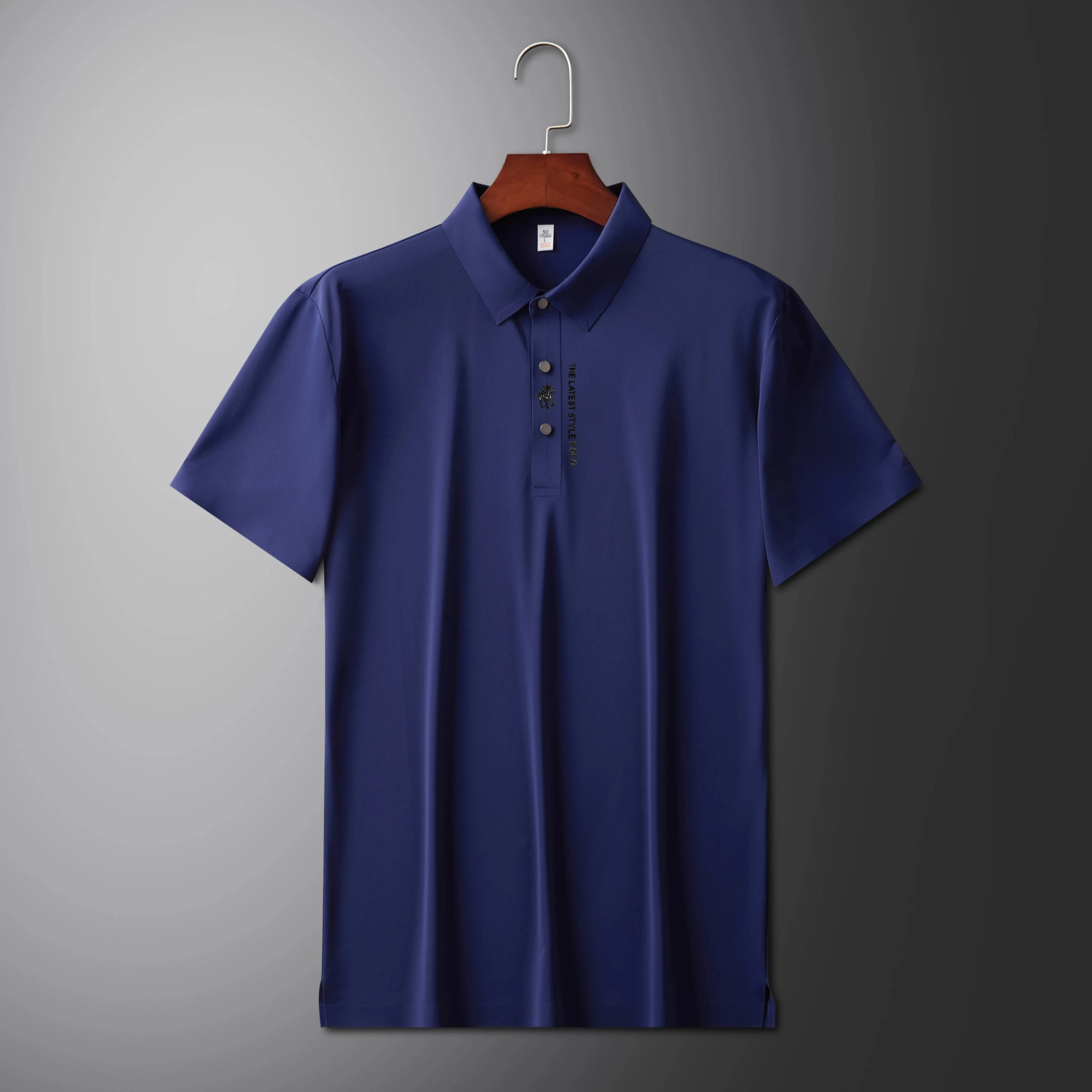 High end brand printed polo shirt men's short sleeve summer fashion business casual seamless ice silk breathable golf T-shirt