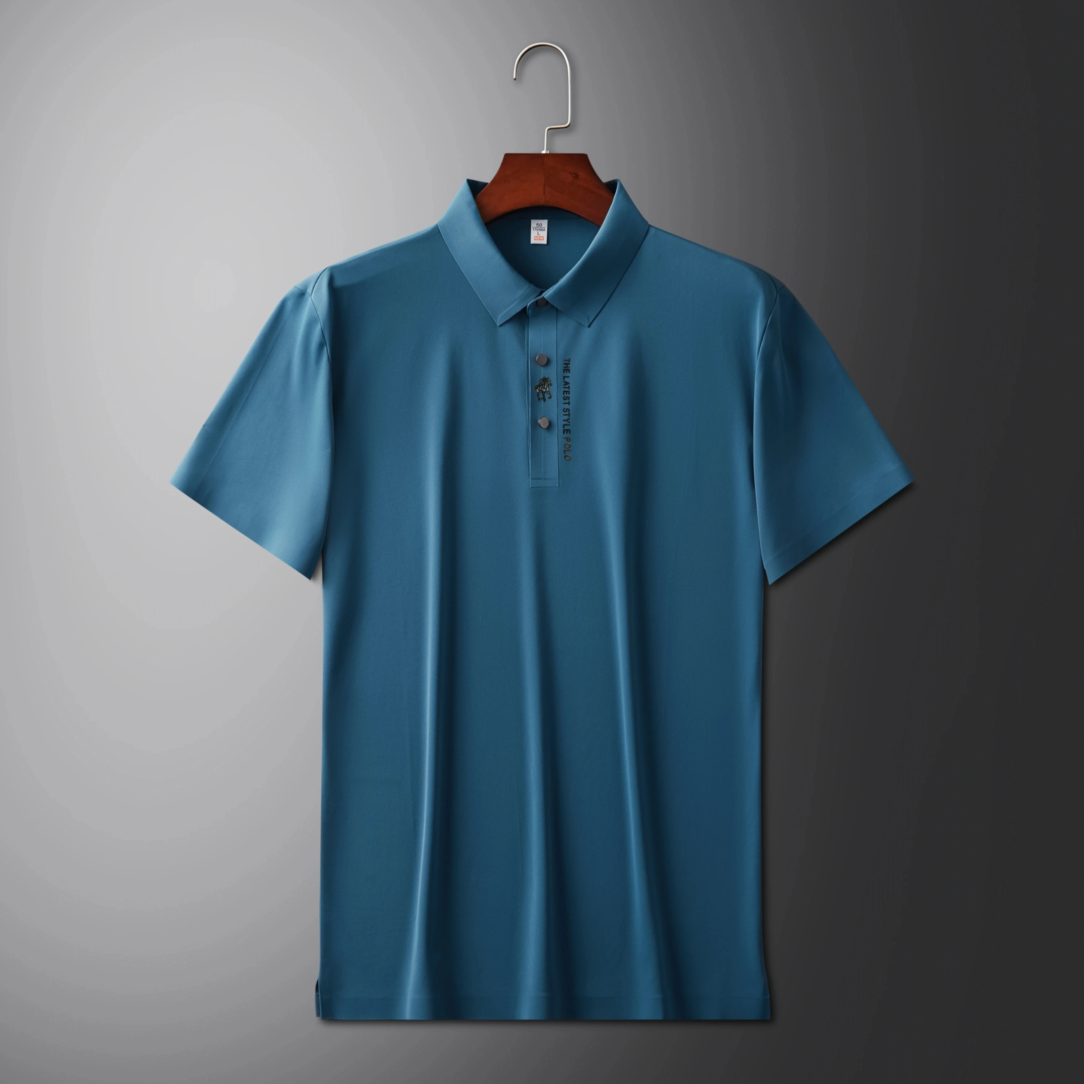 High end brand printed polo shirt men's short sleeve summer fashion business casual seamless ice silk breathable golf T-shirt