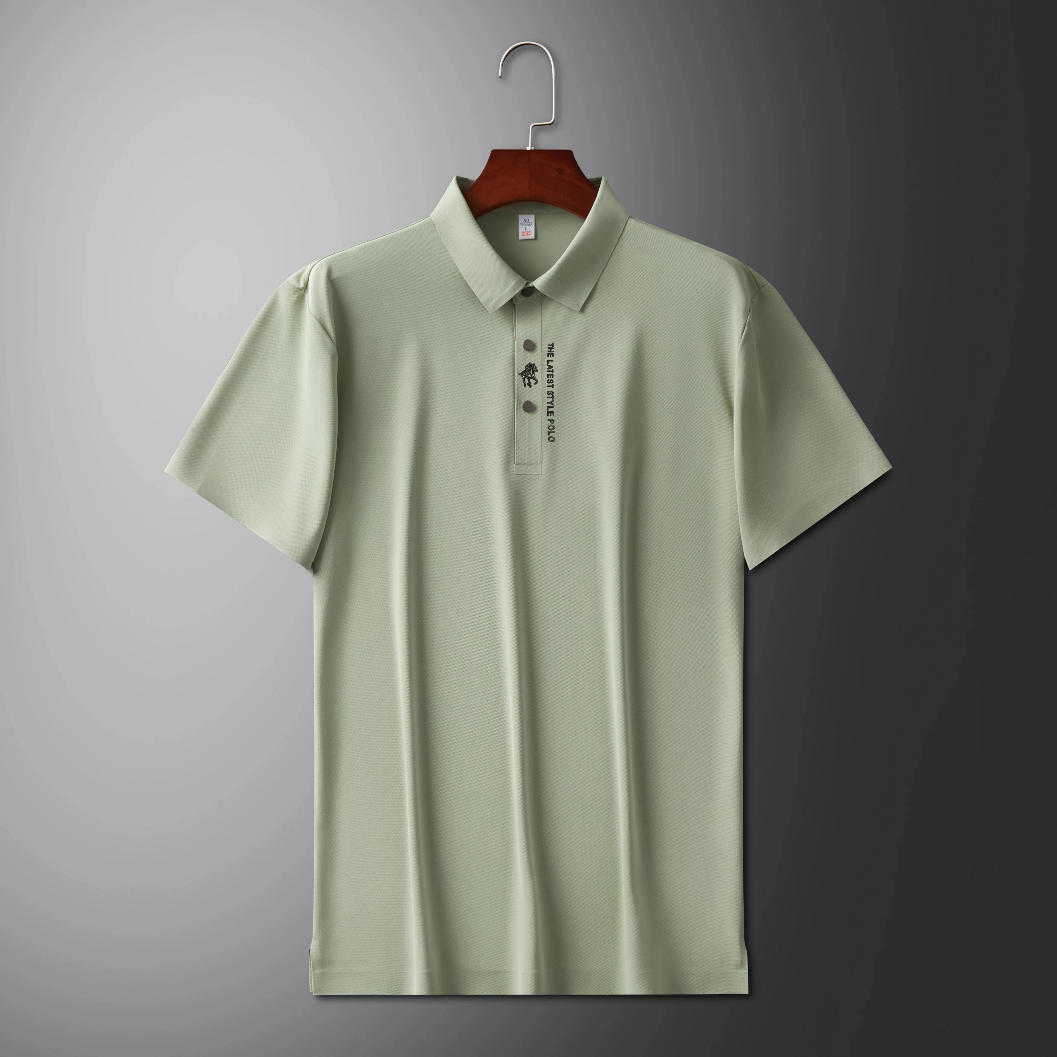 High end brand printed polo shirt men's short sleeve summer fashion business casual seamless ice silk breathable golf T-shirt