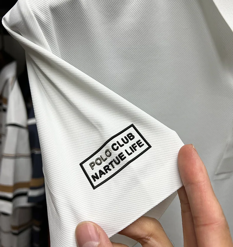 High end brand printed polo shirt men's short sleeve summer fashion business casual seamless ice silk breathable golf T-shirt