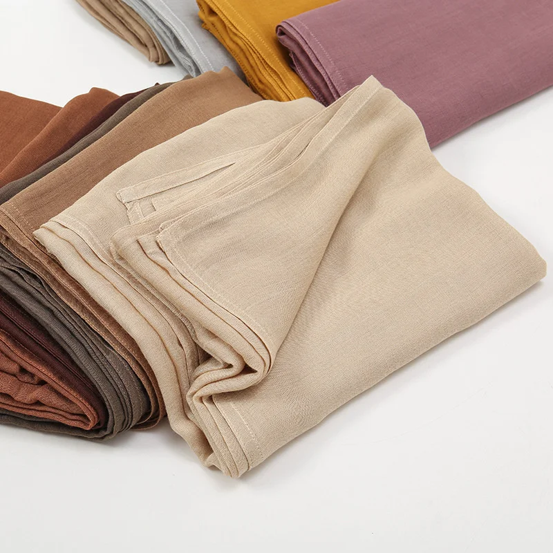 2Pcs/Set Hijab Matching Color Jersey Cap Lady Plain Viscose Cotton Modal Muslim Women Scarf Soft Shawl Turbante