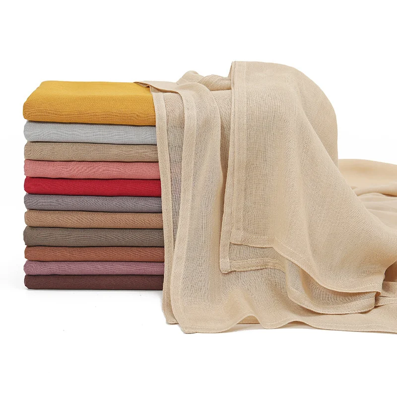 2Pcs/Set Hijab Matching Color Jersey Cap Lady Plain Viscose Cotton Modal Muslim Women Scarf Soft Shawl Turbante