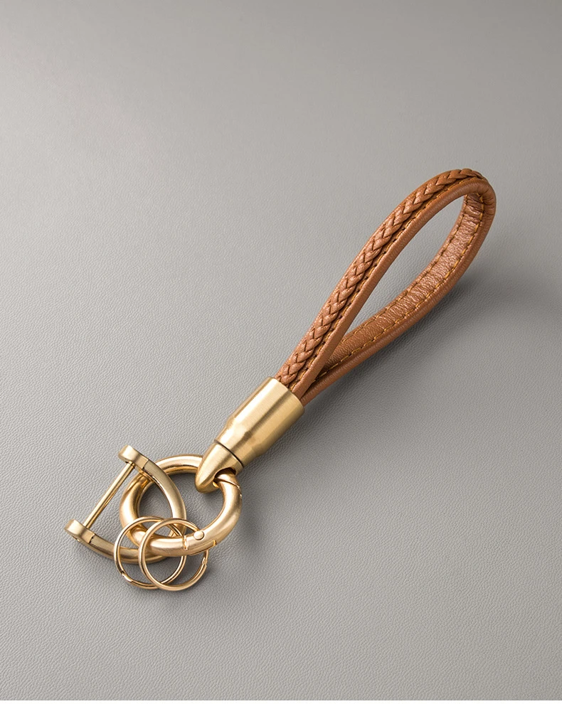 Handwoven Leather Car Key Buckle Keychain Luxury Style Hand Woven Leather Hanging Car Key Ring,Comes with Box Packaging