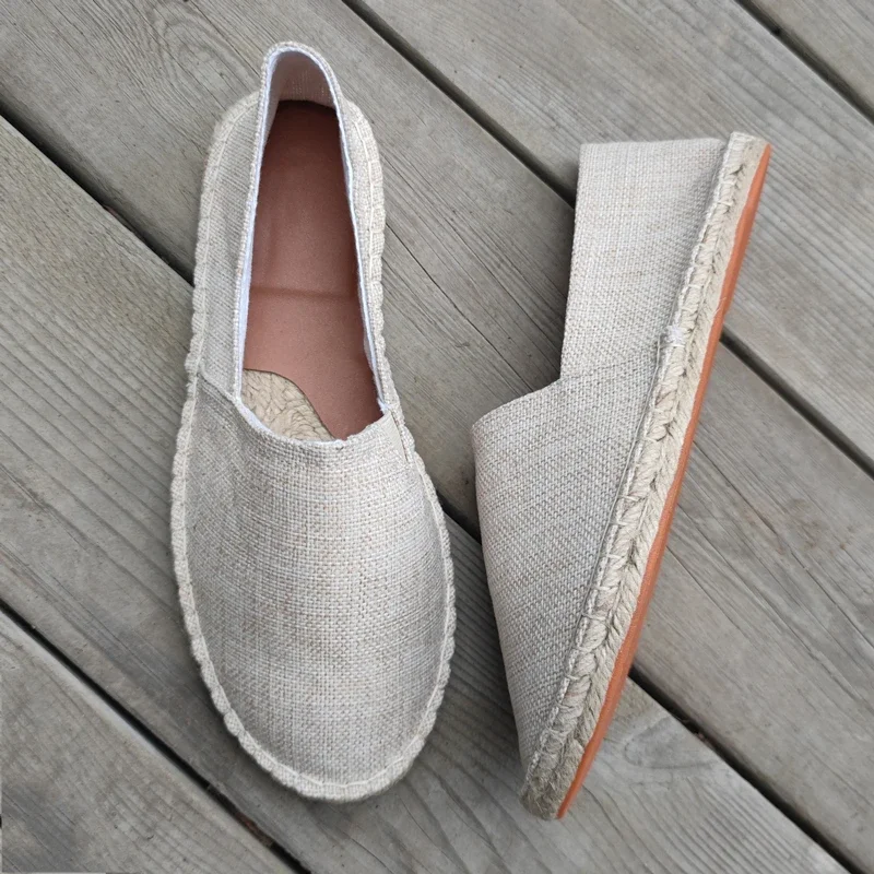 2024 Summer New Espadrilles For Men Shoes Linen Men's Casual Shoes Handmade Weaving Fisherman Shoes Fashion Flats Big Size 47