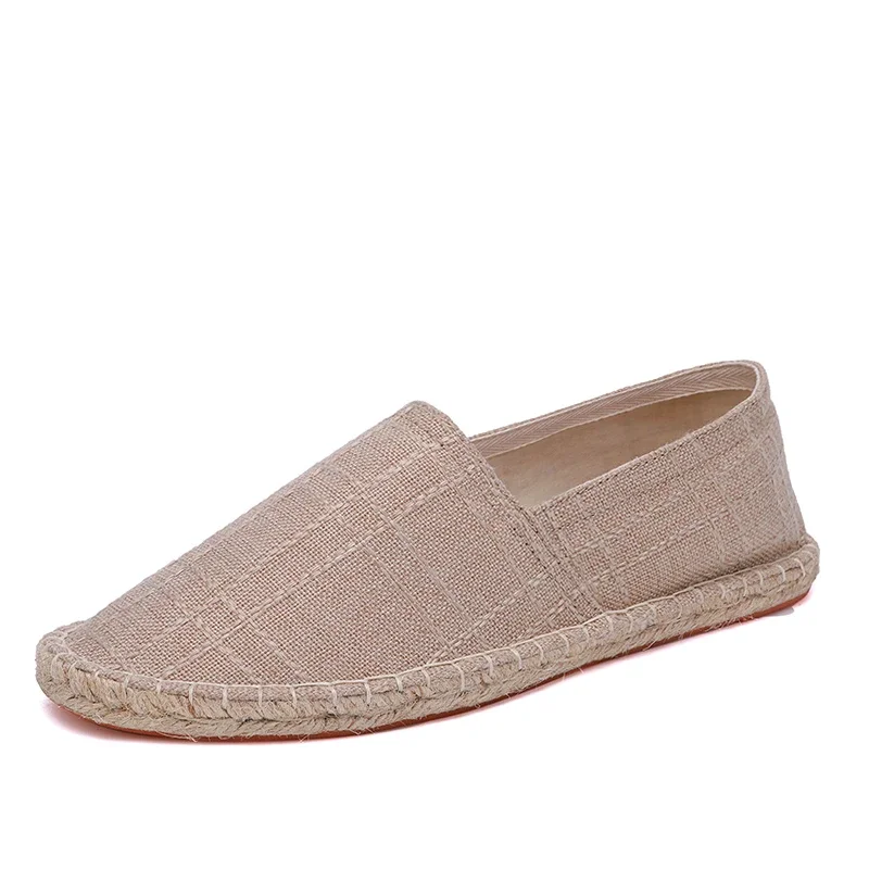 2024 Summer New Espadrilles For Men Shoes Linen Men's Casual Shoes Handmade Weaving Fisherman Shoes Fashion Flats Big Size 47