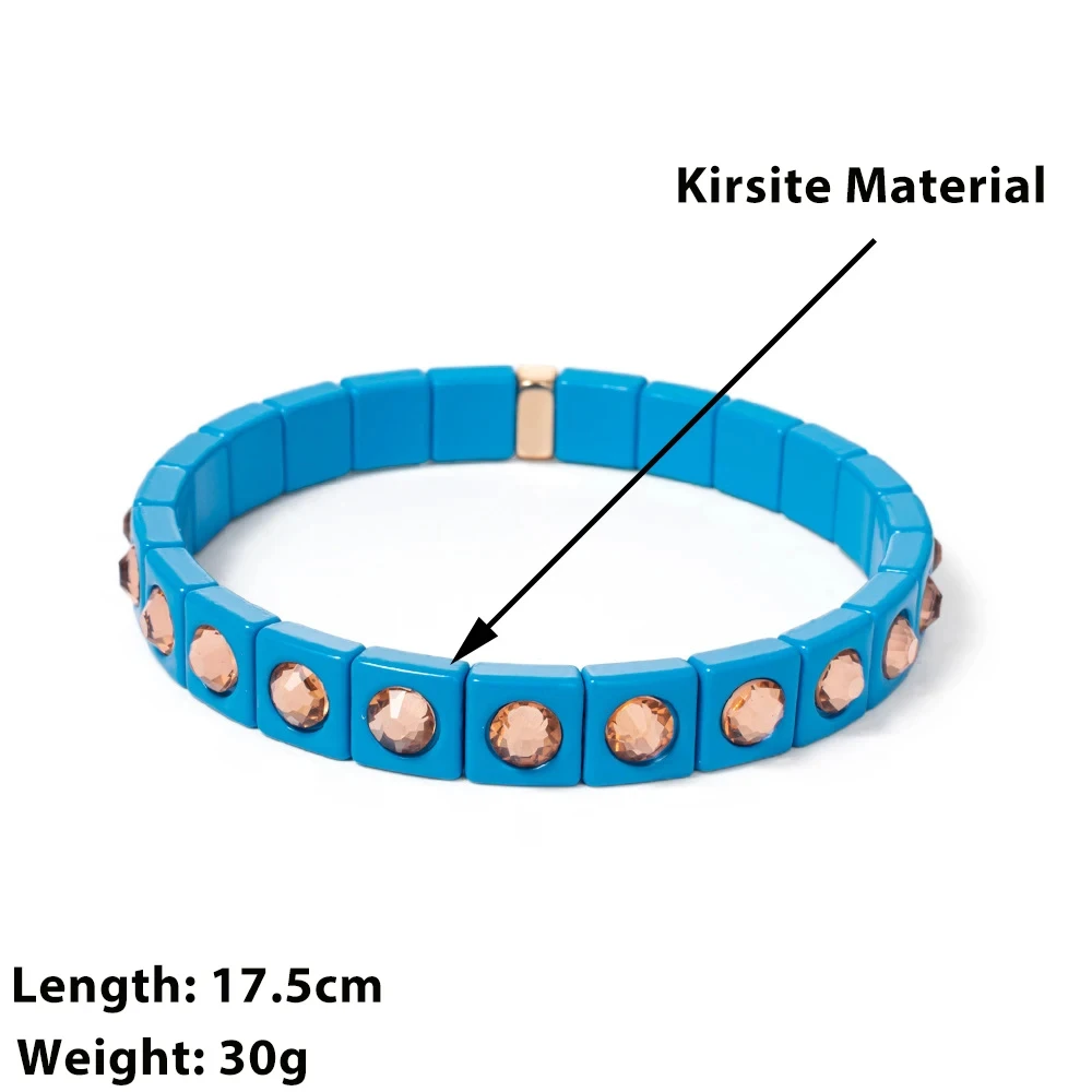 2024 Colorful Rhinestone Beads Women Bracelet Enamel Candy Color Elastic Bangle Bohemian Jewelry Accessories