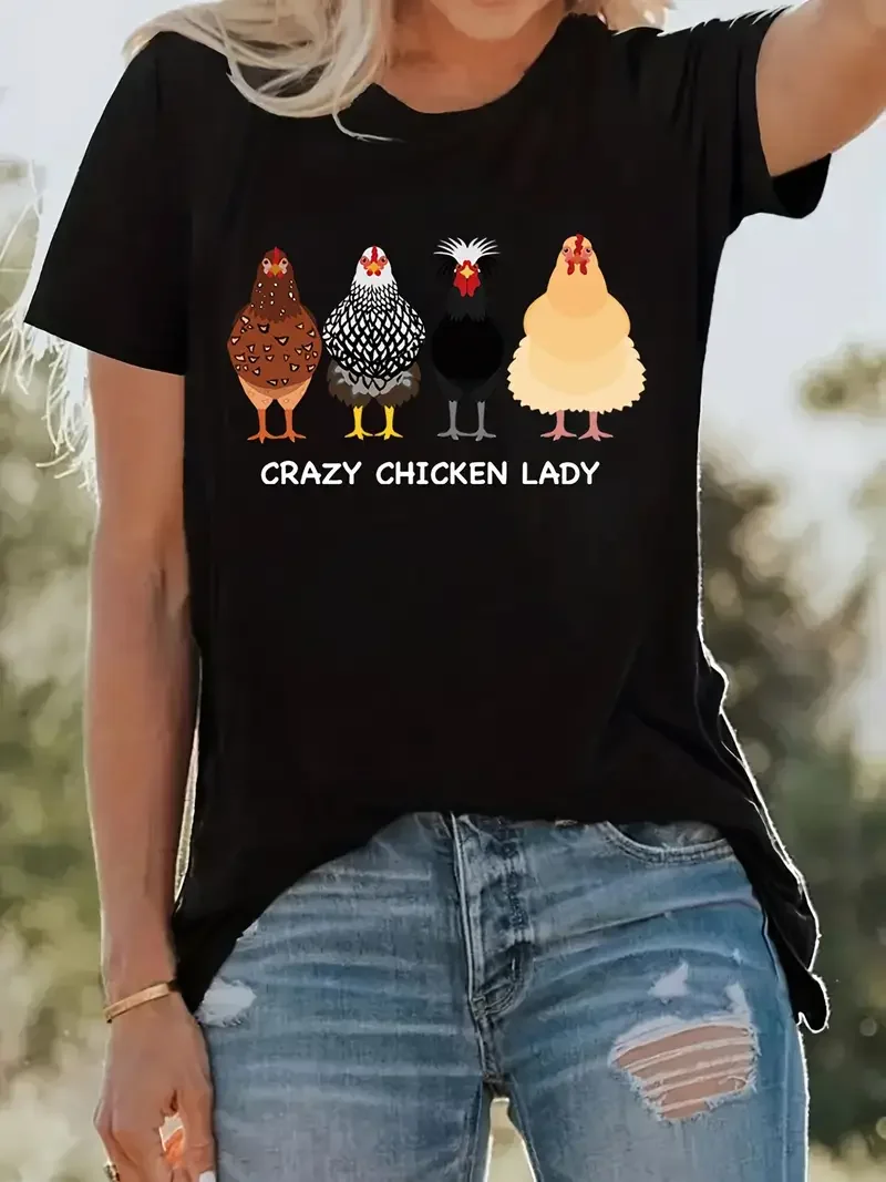 Four Little Chickens with Different Varieties T-shirts Women's Farmer T-shirts Gifts to Chickens as a Gift for Mom Short Sleeves