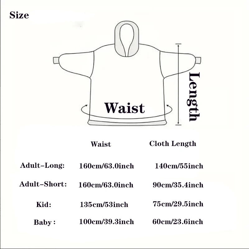 Winter Oversized Hoodies Sweatshirt Cute Cartoon Pizza Lion Panda Pullover Super Long Flannel Giant Lazy TV Blanket Pajamas