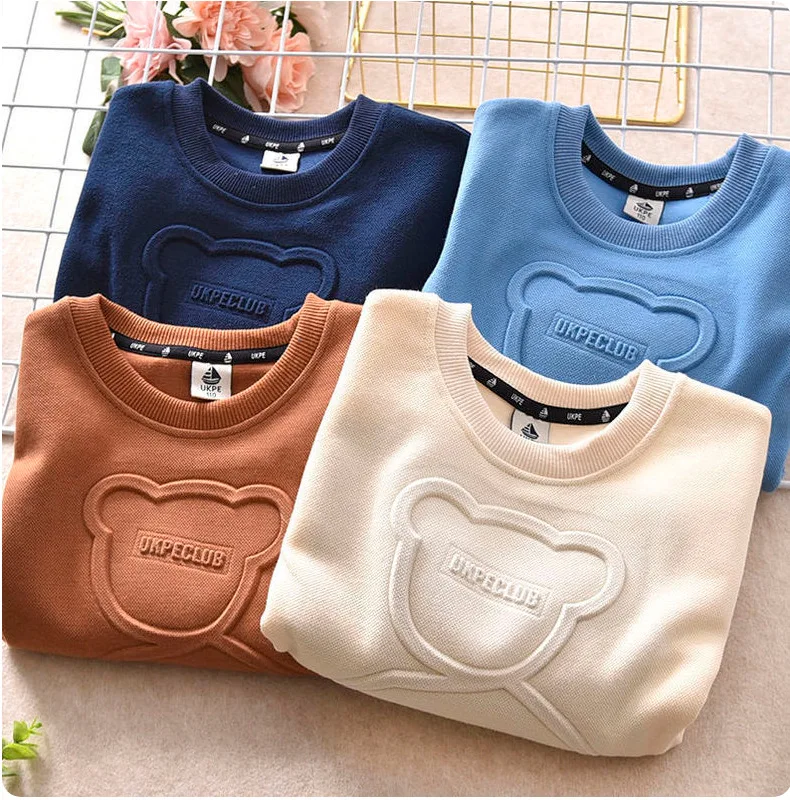 Children Boy Girl Cartoon Bear Sweater Kid Fall Winter Warm Sweatshirt Clothe Tops New Long Sleeve Toddler Baby Bottoming Shirt