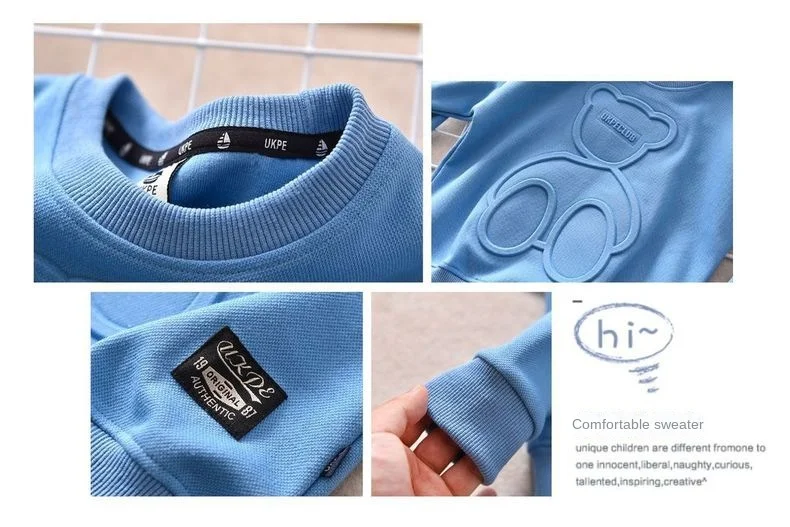 Children Boy Girl Cartoon Bear Sweater Kid Fall Winter Warm Sweatshirt Clothe Tops New Long Sleeve Toddler Baby Bottoming Shirt