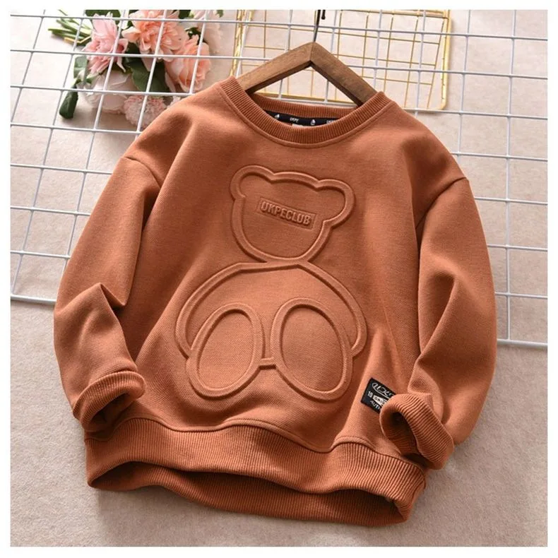 Children Boy Girl Cartoon Bear Sweater Kid Fall Winter Warm Sweatshirt Clothe Tops New Long Sleeve Toddler Baby Bottoming Shirt