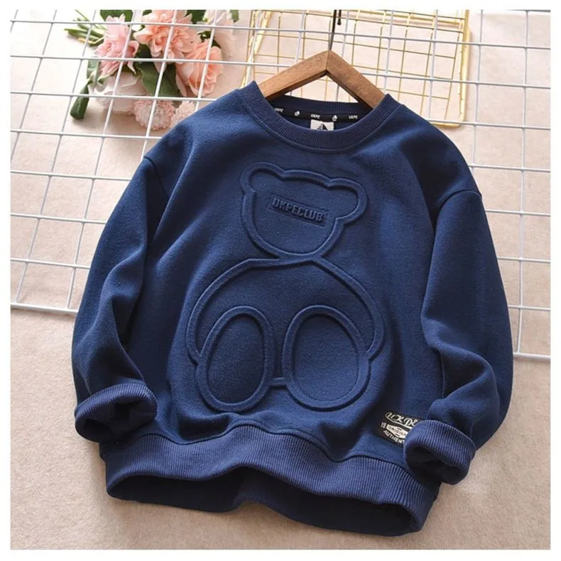 Children Boy Girl Cartoon Bear Sweater Kid Fall Winter Warm Sweatshirt Clothe Tops New Long Sleeve Toddler Baby Bottoming Shirt