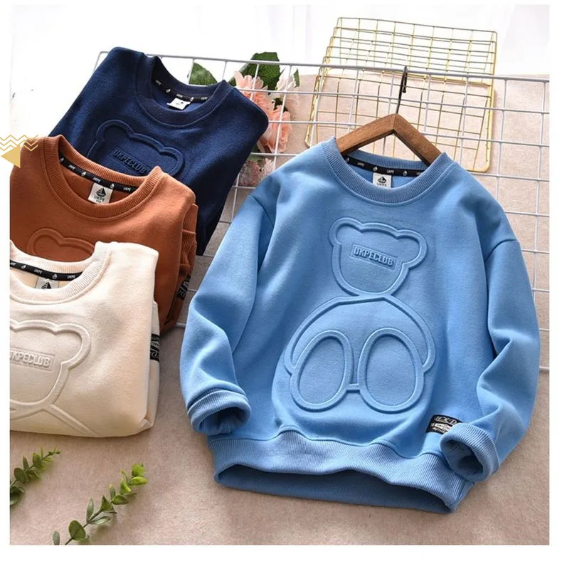 Children Boy Girl Cartoon Bear Sweater Kid Fall Winter Warm Sweatshirt Clothe Tops New Long Sleeve Toddler Baby Bottoming Shirt