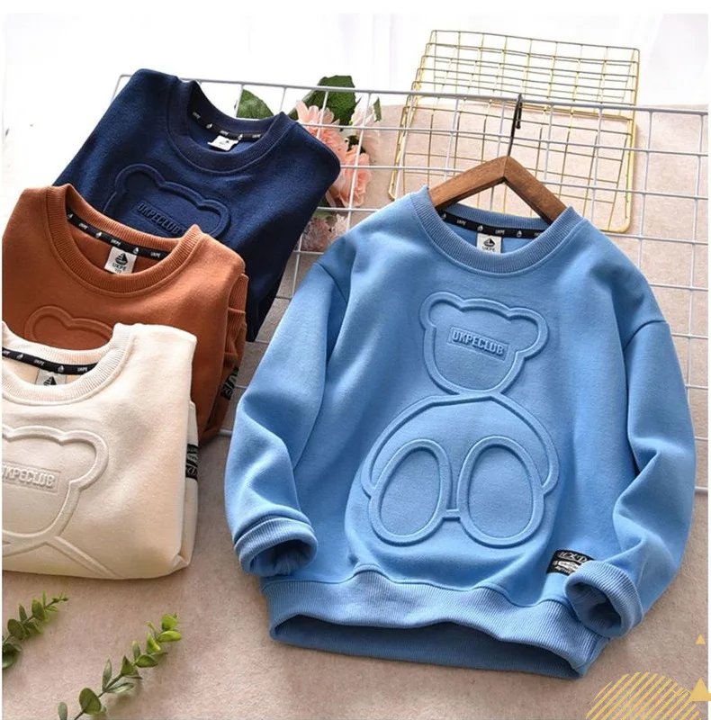 Children Boy Girl Cartoon Bear Sweater Kid Fall Winter Warm Sweatshirt Clothe Tops New Long Sleeve Toddler Baby Bottoming Shirt