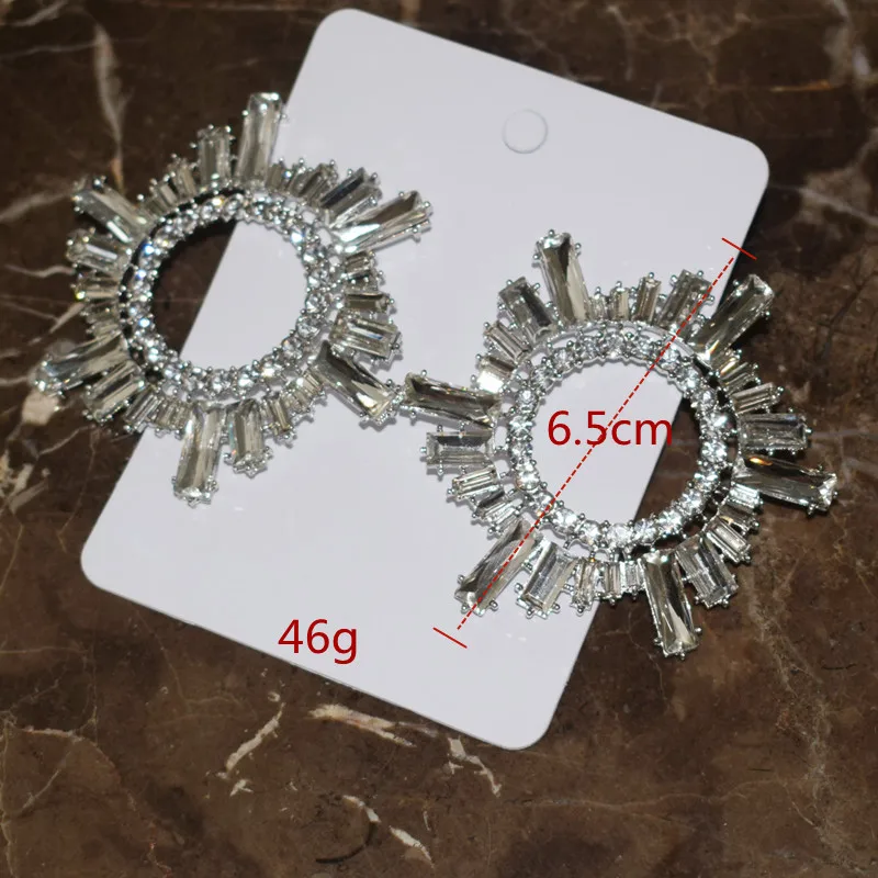 New Fashion Women Shiny Rhinestone Sunshine Styles Dangle Earrings Jewelry Boutique Evening Dress Statement Earrings Accessories