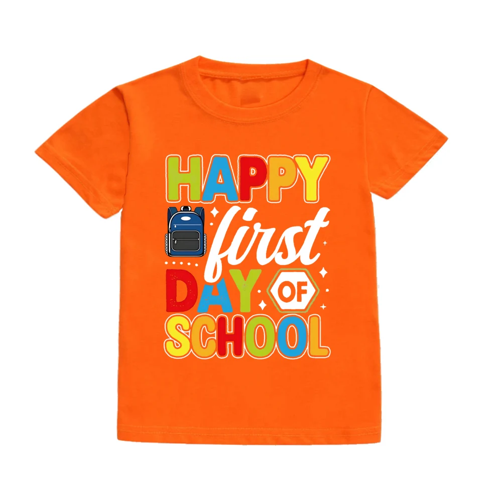 Happy First Day of School for Students Shirts Kids Back To School T Shirt Children Short Sleeve School Tee Clothes