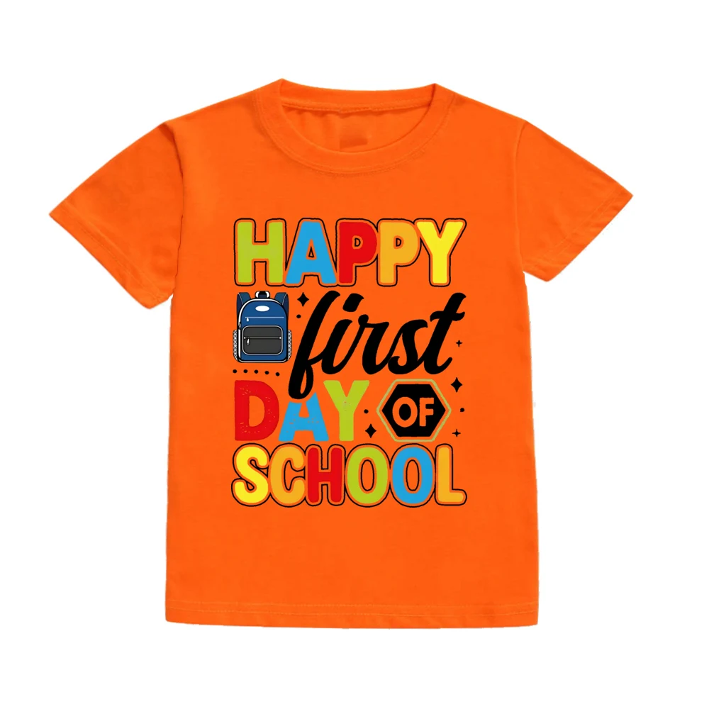 Happy First Day of School for Students Shirts Kids Back To School T Shirt Children Short Sleeve School Tee Clothes