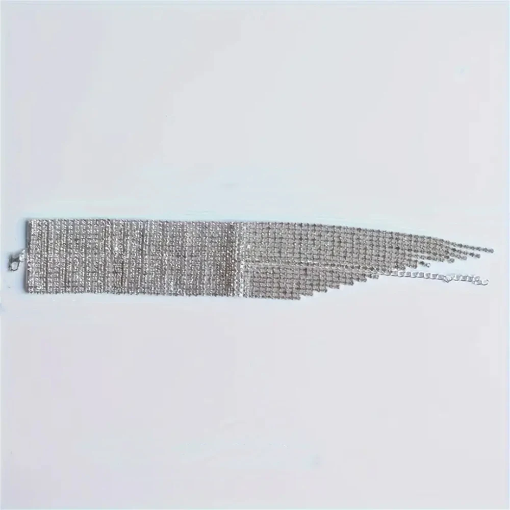 Fashionable Super Sparkling Tassel Multi layered Rhinestone Hand Accessories Exaggerated Women's Crystal Bracelet Jewelry