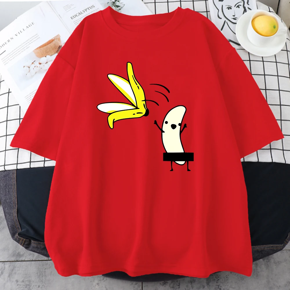 Men Banana Disrobe Overcoat Funny Print T-shirt Summer Humor Joke Hipster T-Shirt Soft Cotton Street T Shirts Outfits Streetwear