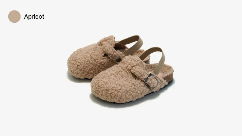 Kids Cork Warmly Slippers Babies Plush Casual Footwear Non-slip Girls Boys Mid-sole Shoes Comfortable Children Cotton Footwear