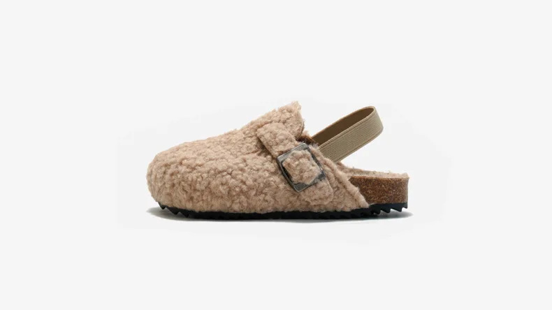 Kids Cork Warmly Slippers Babies Plush Casual Footwear Non-slip Girls Boys Mid-sole Shoes Comfortable Children Cotton Footwear