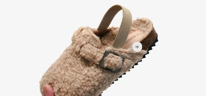 Kids Cork Warmly Slippers Babies Plush Casual Footwear Non-slip Girls Boys Mid-sole Shoes Comfortable Children Cotton Footwear